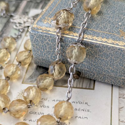 画像5: 飴色ガラスの大珠シルバーロザリオ