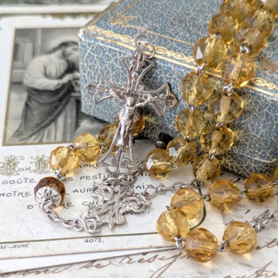 画像1: カドミウムガラスのシルバーロザリオ