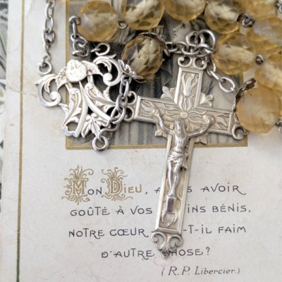 画像3: 飴色ガラスの大珠シルバーロザリオ