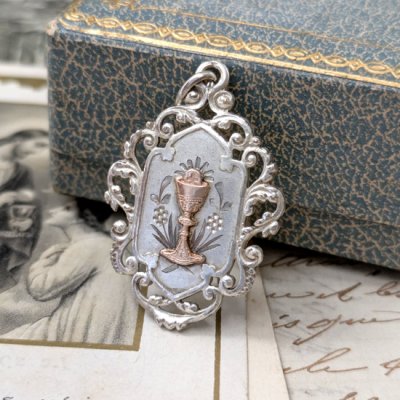 画像1: アールヌーヴォー聖体拝領シルバーメダイB