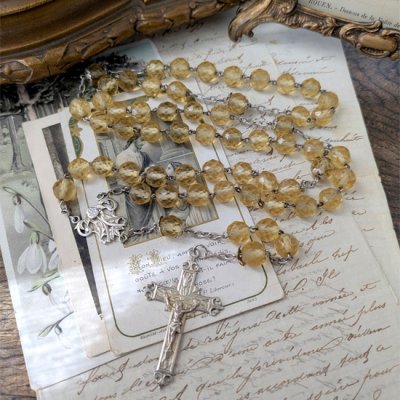 画像2: 飴色ガラスの大珠シルバーロザリオ