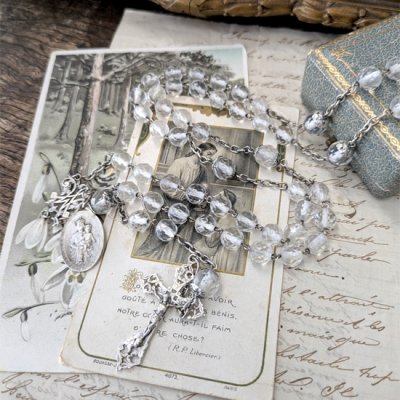 画像9: クリスタルガラスのシルバーロザリオ