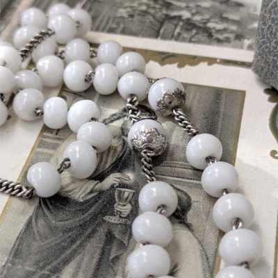 画像8: ミルクガラスのシルバーロザリオ