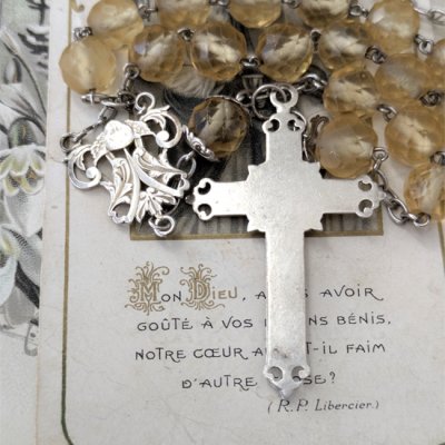 画像4: 飴色ガラスの大珠シルバーロザリオ