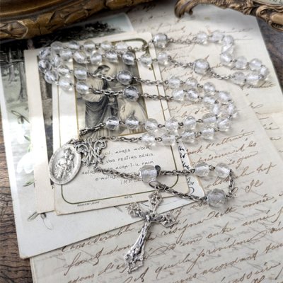 画像2: クリスタルガラスのシルバーロザリオ