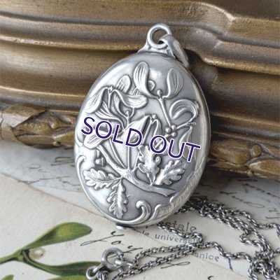 画像1: 銀製 ヤドリギのスライドミラー（チェーン付）