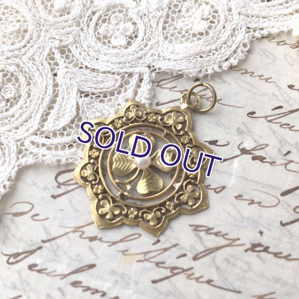 画像4: K18クローバーの透かし細工ペンダントb (4)