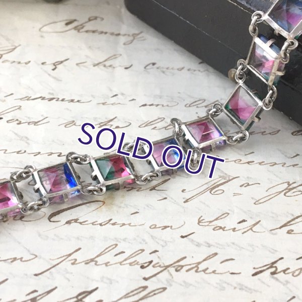 画像6: スクエアアイリスガラスのブレスレット (6)