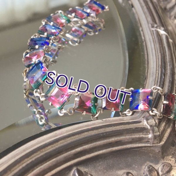 画像2: スクエアアイリスガラスのブレスレット (2)