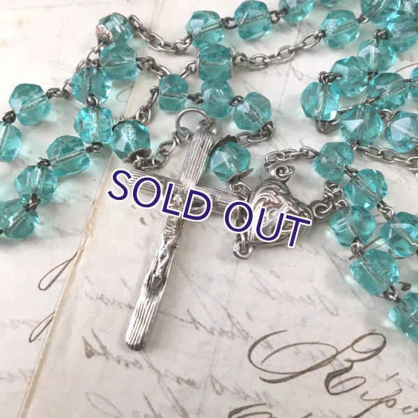 画像7: アクアマリンガラスのロザリオC (7)