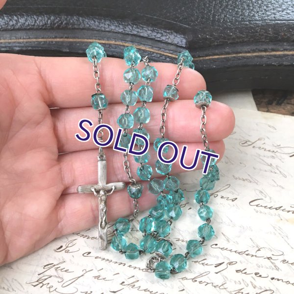 画像9: アクアマリンガラスのロザリオC (9)