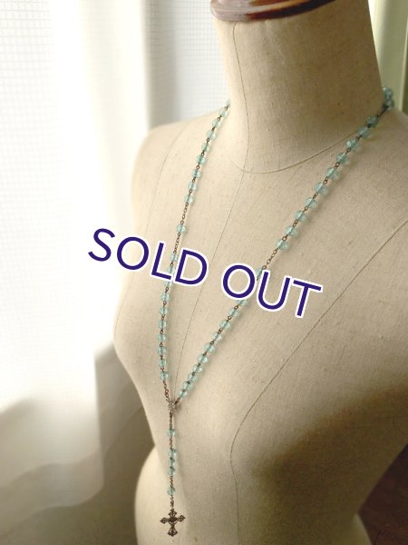 画像10: アクアマリンガラスのロザリオB (10)