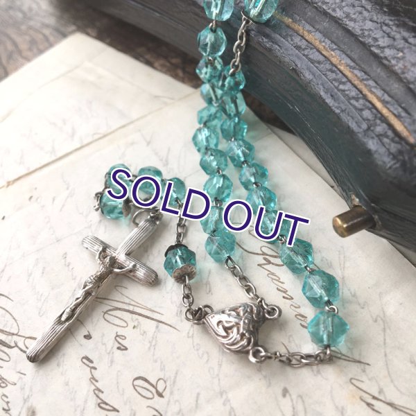 画像2: アクアマリンガラスのロザリオC (2)