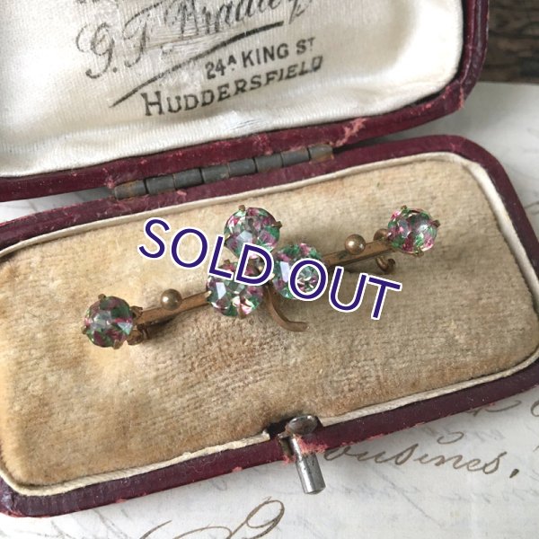 画像4: ベルリンガラスのクローバーブローチ（グリーン×ピンク） (4)