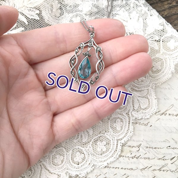 画像9: ブルーガラスのアールデコペンダント (9)