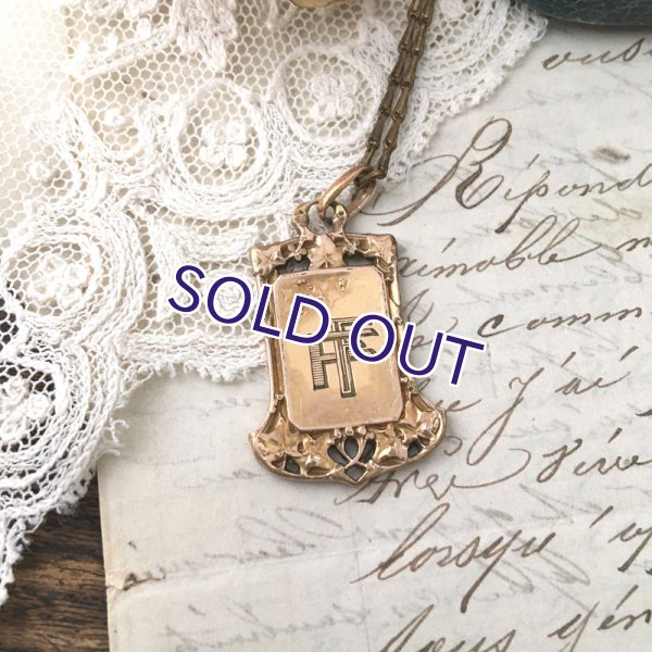 画像3: FIX「F」アールヌーボーゴールドペンダント (3)