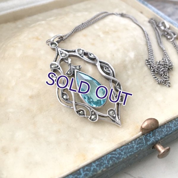 画像6: ブルーガラスのアールデコペンダント (6)