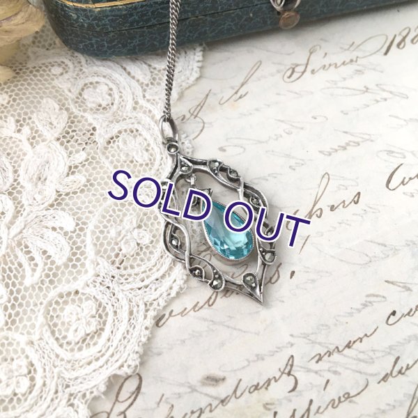 画像5: ブルーガラスのアールデコペンダント (5)