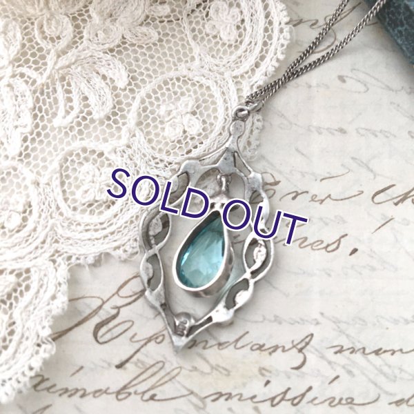 画像7: ブルーガラスのアールデコペンダント (7)