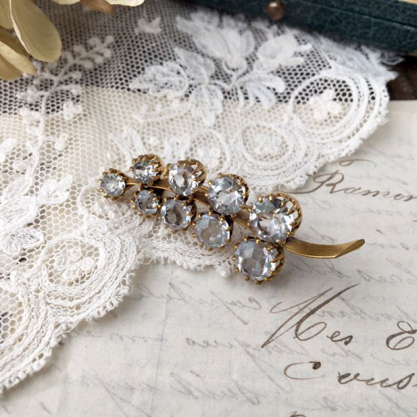 画像4: クリアガラスのシダブローチ (4)