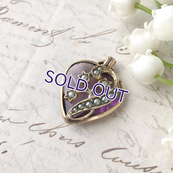 画像5: スズランパールとガラスハートのゴールドペンダント (5)
