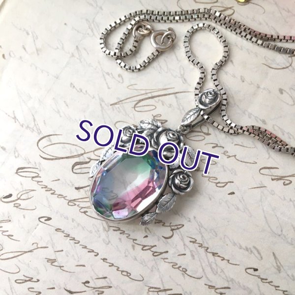 画像8: アイリスガラスとバラのシルバーペンダント (8)