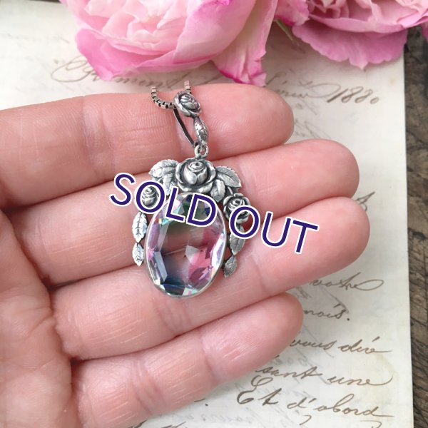 画像12: アイリスガラスとバラのシルバーペンダント (12)