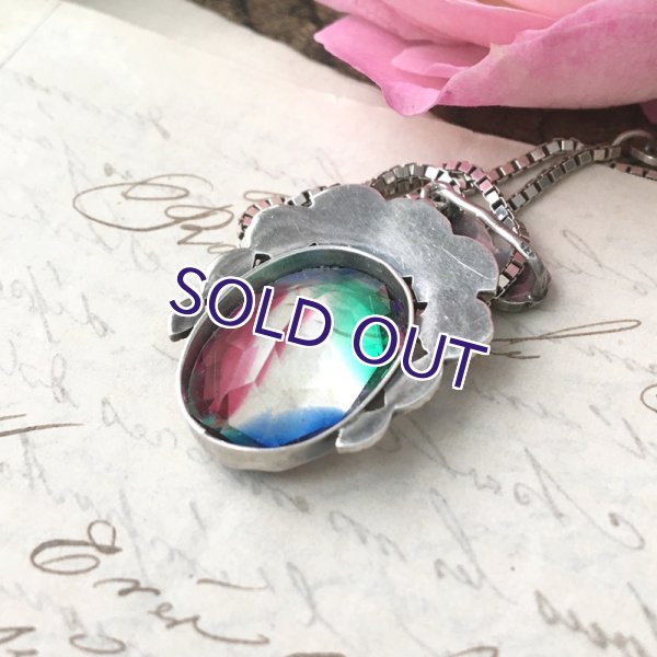 画像7: アイリスガラスとバラのシルバーペンダント (7)