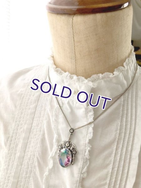 画像13: アイリスガラスとバラのシルバーペンダント (13)
