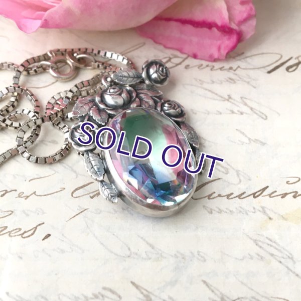 画像4: アイリスガラスとバラのシルバーペンダント (4)