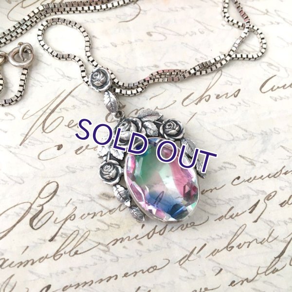 画像10: アイリスガラスとバラのシルバーペンダント (10)