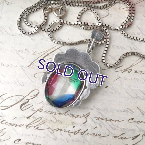 画像6: アイリスガラスとバラのシルバーペンダント (6)