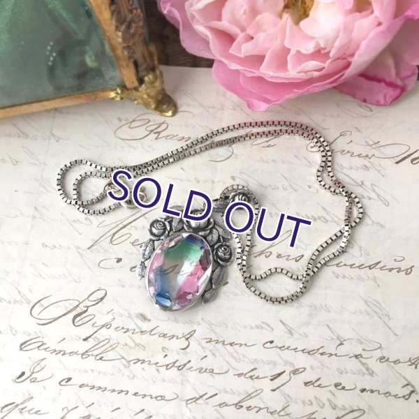 画像11: アイリスガラスとバラのシルバーペンダント (11)