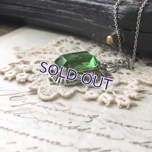 画像6: グリーンガラスのシルバーペンダント (6)