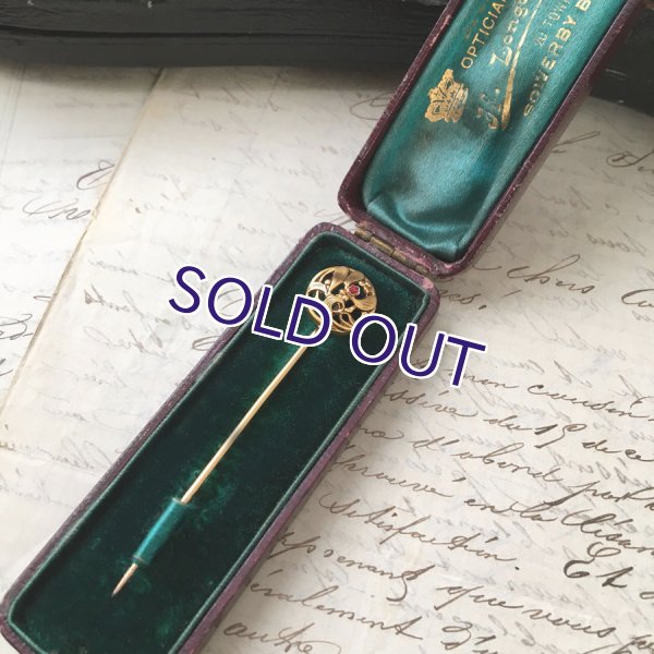 画像4: FIX ヤドリギとルビーガラスのゴールドピン (4)