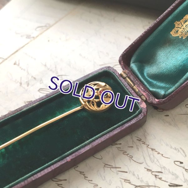 画像2: FIX ヤドリギとルビーガラスのゴールドピン (2)