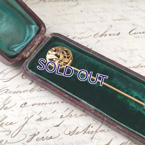 画像7: FIX ヤドリギとルビーガラスのゴールドピン (7)