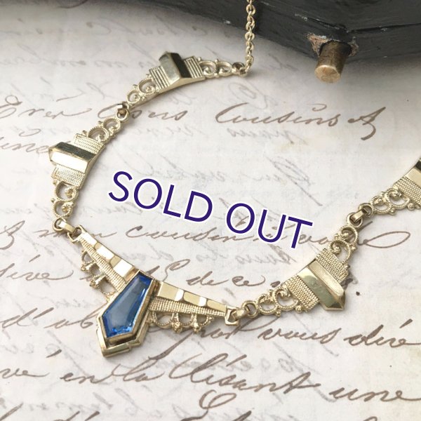 画像2: アールデコ様式のゴールドネックレス (2)