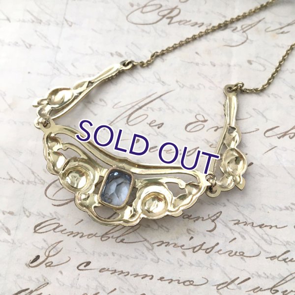 画像4: ブルーガラスとバラのゴールドネックレス (4)