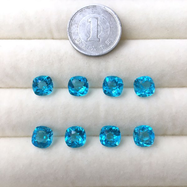 画像4: アンティークブルーガラスストーン クッション 薄色 約7.1〜7.5mm (4)