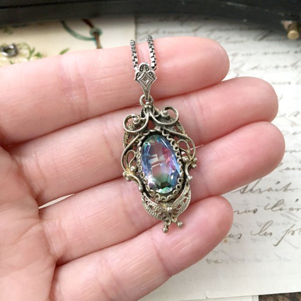 画像9: アイリスガラスのフィリグリーペンダント (9)