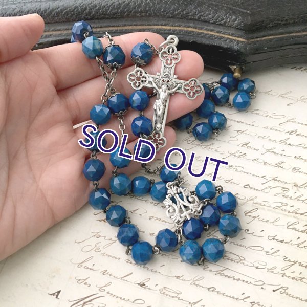 画像14: 大粒ラピスラズリのシルバーロザリオ (14)