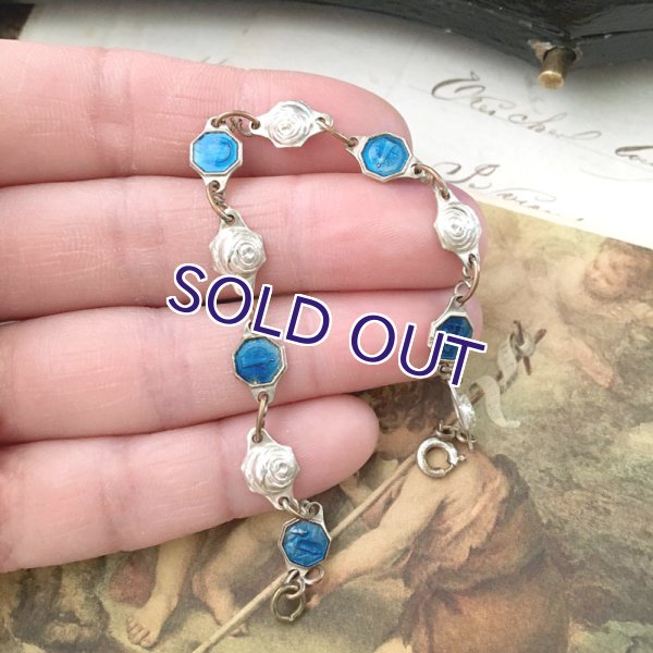 画像5: バラと青エナメルの小さなブレスレット (5)