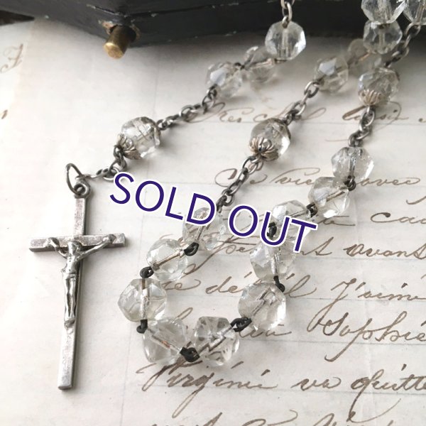 画像2: クリアガラスのシルバーロザリオ (2)