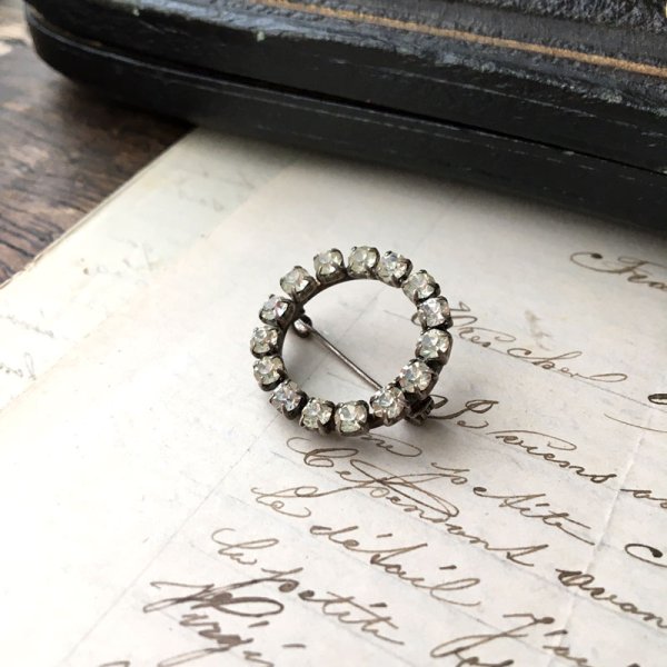 画像8: クリアガラスのサークルブローチ (8)