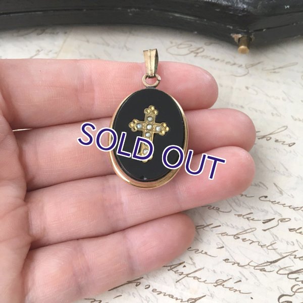 画像10: パールとフレンチジェットのモーニングロケットペンダント (10)