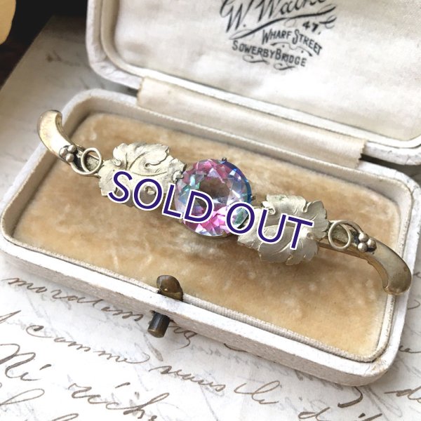 画像2: アイリスガラスと葡萄の葉のバーブローチ (2)