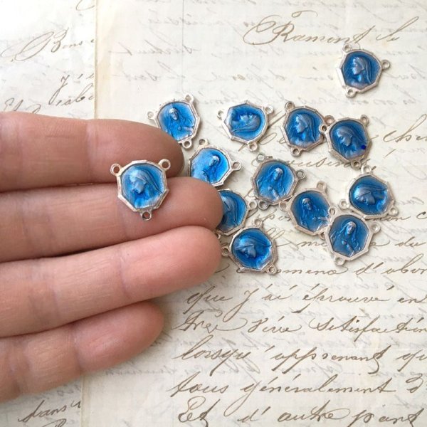 画像3: ブルーエナメルのセンターメダイ（13個セット） (3)