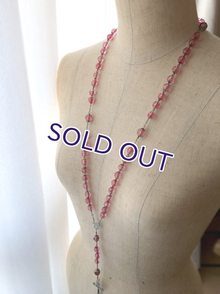 画像13: ピンクガラスのシルバーロザリオ (13)