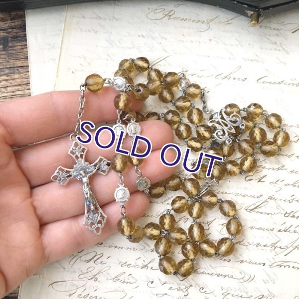 画像12: 栗色ガラスのシルバーロザリオ (12)